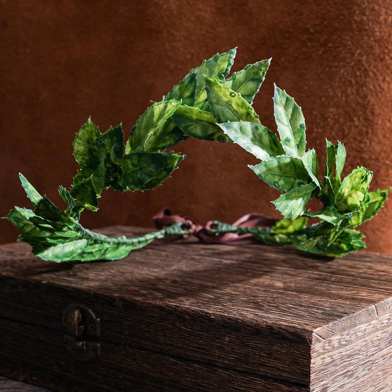 MOSTORY Green Leaf Laurel Crown - Handmade Wooland Greek Leaf Headpiece Forest Emperor Circlet for Men King Adult Renaissance Halloween Renfaire Cosplay Medieval Toga Costume - Image 2